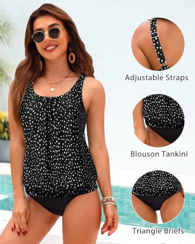Image of Yonique Blouson Tankini Swimsuits for Women Loose Fit Modest Two Piece Bathing Suits