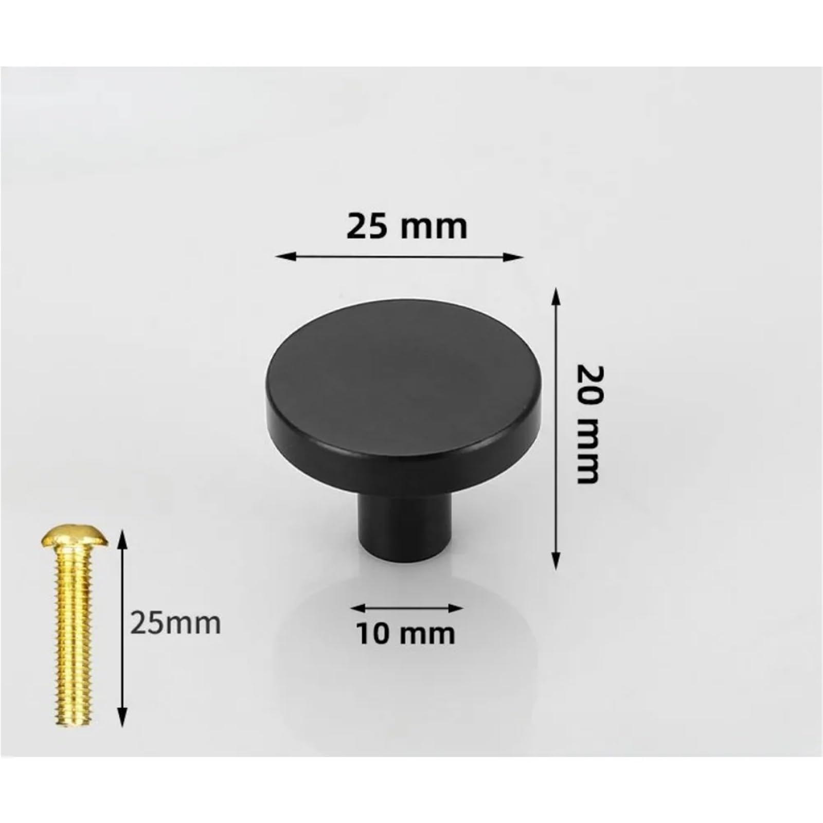 10 maniglie rotonde in ottone per mobili, semplici, colorate, stile nordico, pastorale, guardaroba, credenza, armadio, cassetto (nero opaco)