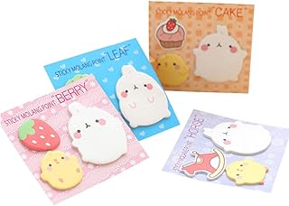 TOYANDONA 20 peças de anotações adesivas de animais de desenho animado de coelho pastilhas autoadesivas bloco de notas adesivas adesivas fofas blocos de notas adesivos papel de papelaria para mensagem de geladeira (4 cores)