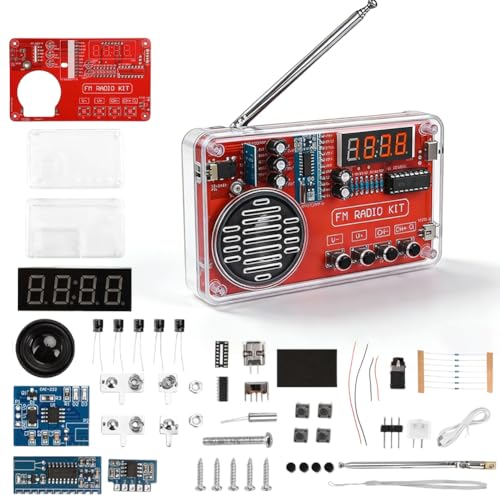 Löten DIY Elektronische Kits Digitalradio Lötpraxis-Kit mit Digitaler Anzeige für HD-Radio DIY Elektronik Löt Bausatz Radio Modul Stromausfallspeicherung mit Lademodul für Lernen und Lehren