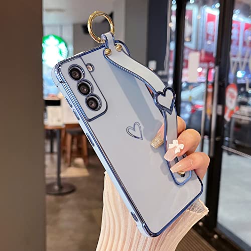 Coque Samsung S22 cadeau femme dragonne cœurs et béquille bleue