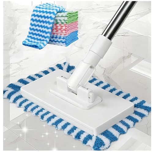 Automatique de Changer de Tissu Balai serpillère avec 360 ° tête rotative Mains Libres Snap-Grip Design réutilisable jetable Compatible Comprend 10 Chiffon...