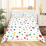 Colorful Dots Bedding Set Abstract Geometry Comforter Cover Queen for Adult Women Colorful Polka Dots Duvet Cover Circles Print Bedspread Cover Tie Dye Print Bedding Collections with 2 Pillowcases