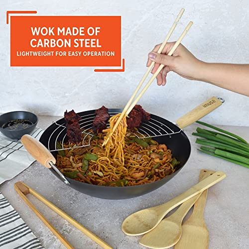Imusa Usa 7Pc 14" Coated Traditional Complete Wok Gift Set #TOP2