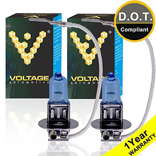 Voltage Automotive H3 Headlight Bulb Polarize White Replacement - Professional Upgrade Head Light Bulb (2 Pack)