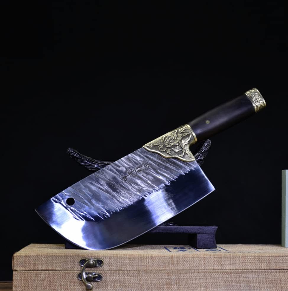 Meat cleaver, 8 Inch Handmade Knife 7Cr17MoV High Carbon Steel Machete Anti-Stick Slicing Cleaver Kitchen Knives Meat And Poultry Tools Cleaver Knife (Color : Cleaver Knife)