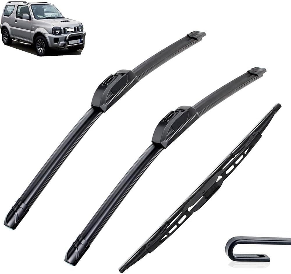 RESKIU Car Front Windshield Wiper Blade Set Replacement for Suzuki Jimny MK3 1998-2018, All Season Windscreen Wipers Quiet Easy Installation