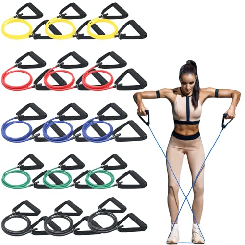 15 Pcs Resistance Bands with Handles for Home Workouts, Exercise ...