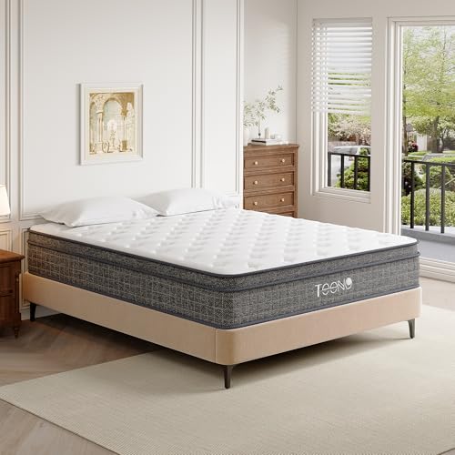 TEENO Full Mattress 10 Inch | Hybrid Mattresses Full Size in a Box | Medium Firm Memory Foam and Individual Pocket Springs | Fiberglass Free Bed Mattres | Breathable | CertiPUR-US