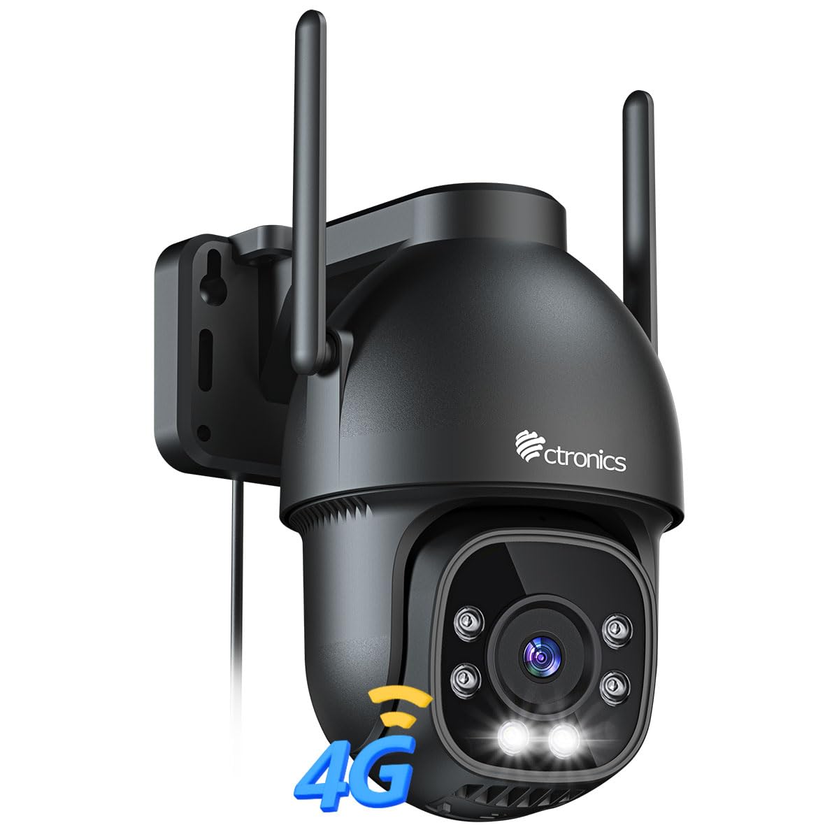 Ctronics2.5K 4MP 3G/4G LTE Telecamera con Sim Esterno, PTZ IP Videocamera Sorveglianza, Visione Notturna a Colori, Rilevamento Umano, Tracciamento Automatico, Audio Bidirezionale, Bianco (Nero)
