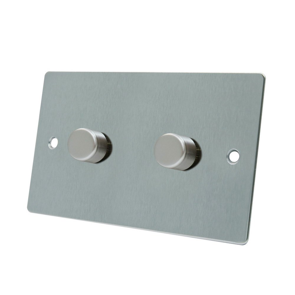 Alliance Electrical Silver Aet Fsc2gdim10 10 A 1000 W 2-Gang 2-Way Satin Chrome Flat Double Light Dimmer Switch
