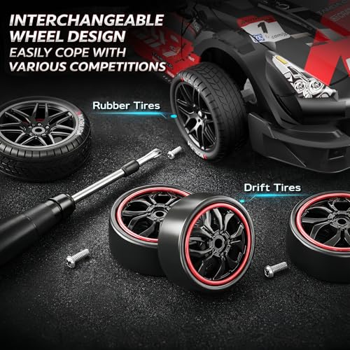 Image of Remote Control Car RC Drift Car 1:16 Scale 4WD RC Vehicle with LED Lights 2.4GHz 30km /h RTR High Speed Racing Sport Toy for Adults Boys Girls Kids Gift 2Pcs Rechargeable Battery