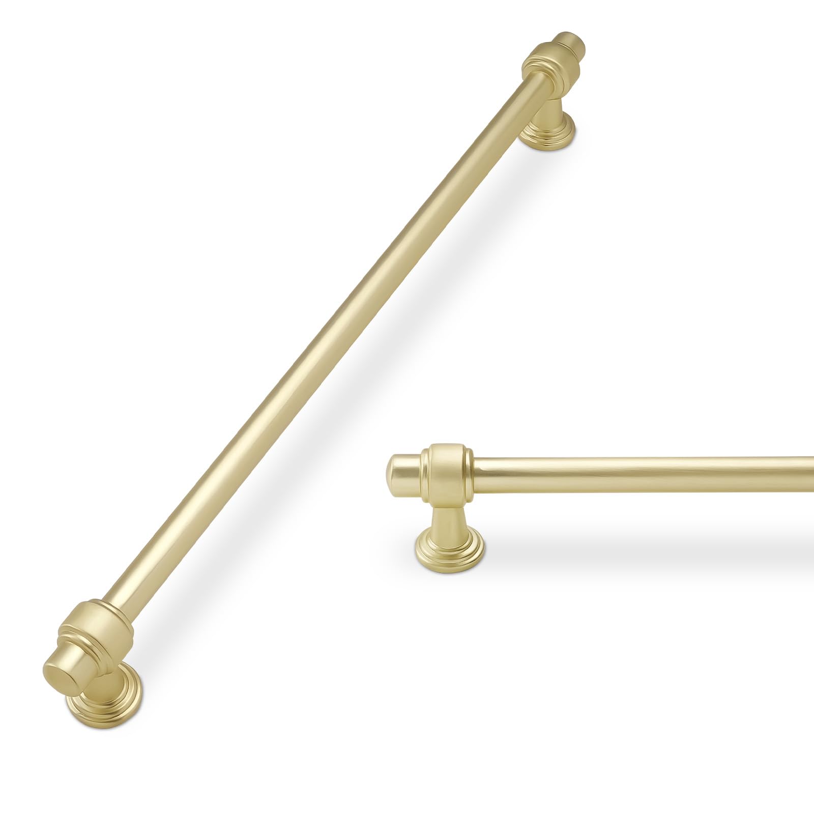 POVEFONK 6 Pack 12-3/5 inch(320mm) Brushed Brass Kitchen Cabinet Handles Cabinet Pulls Gold Drawer Pulls Kitchen Cabinet Hardware Handles Drawer Pulls Dresser Handles — image 1