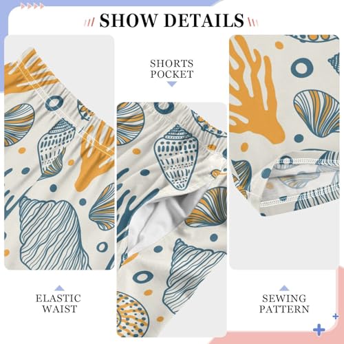 ZZKKO Sea Urchin Starfish Shell Coral Beige Boys Pants for Kids Jogger Pants with Pockets S-XL4