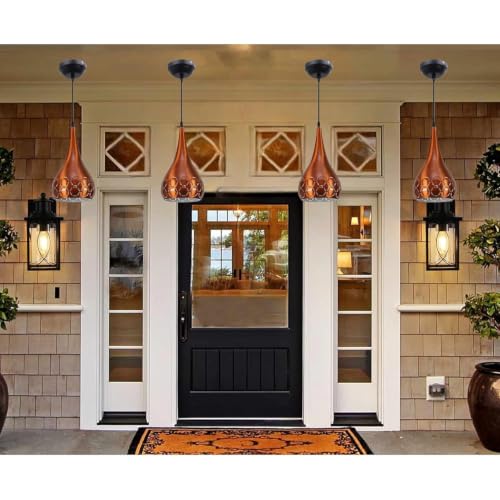 Image of GreyWings Orange Aluminium Hanging Light for Home | Designer Pendant Light with E27 Holder | Modern Ceiling Hanging Lamp for (Bulb is not Included) Small Pack of 4