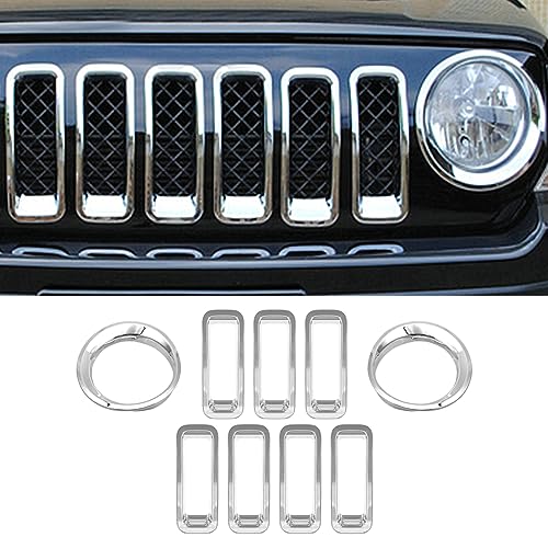 Jimen Compatible with Jeep Patriot 2011-2016, Front Headlight Bezels Cover