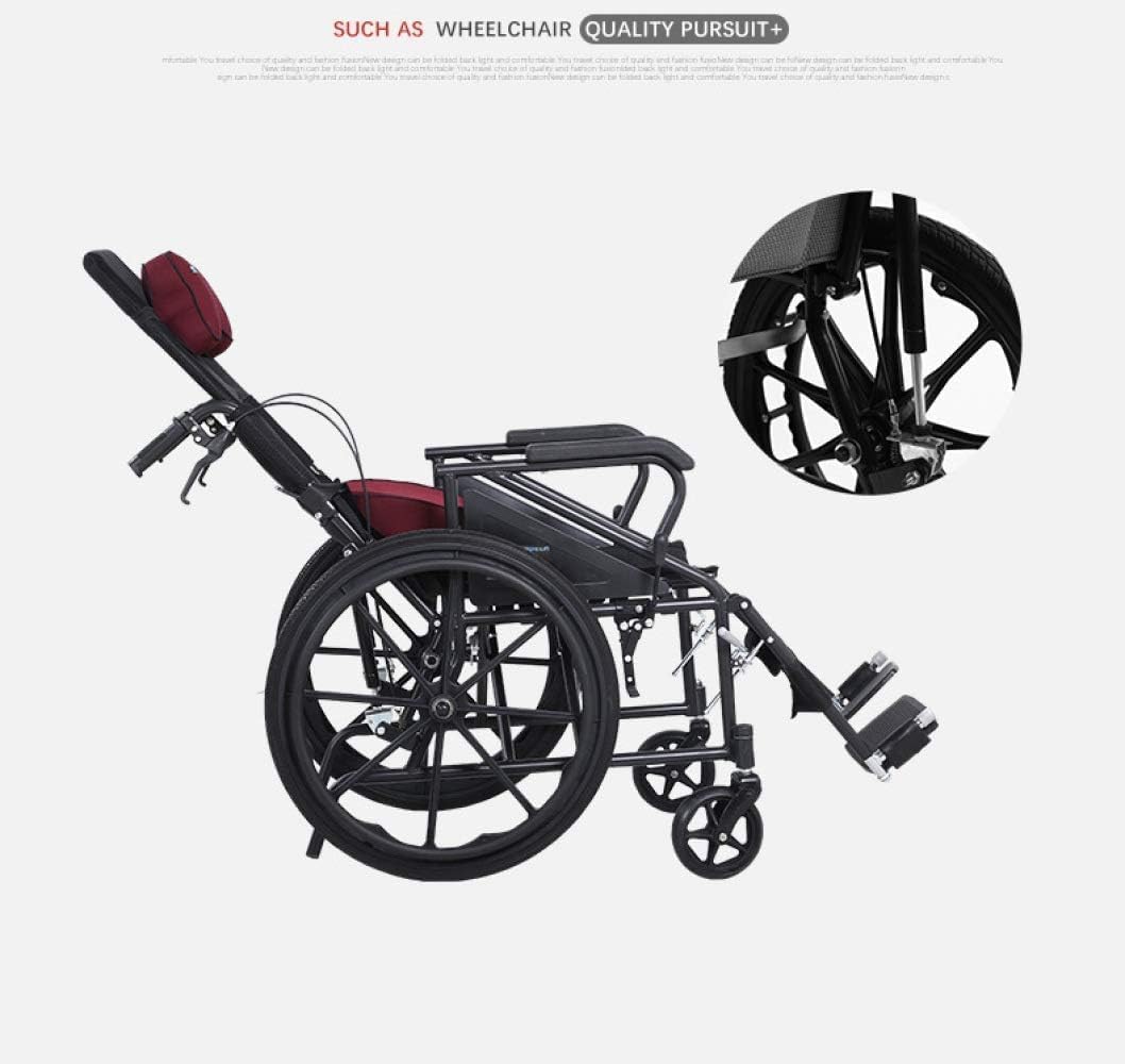 Silla de Ruedas Manual, Carrito portátil Ultraligero, Plegable, para Personas Mayores, Silla de Ruedas ensanchada de aleación de Aluminio para Personas Mayores