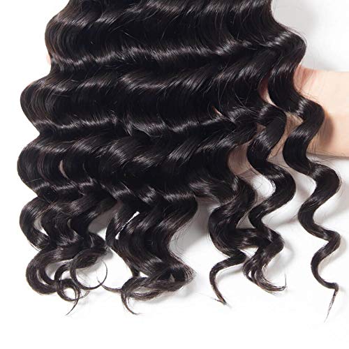 Loose Deep Wave Closure Virgin Human Hair Lace Closure with Baby Hair Soft and Bouncy 4x4 Inch Closure with Bleached Knots Natural Color Can Be Dyed and Bleached 8 Inch Free Part