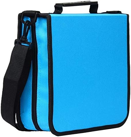 Blue Donuts BD228CDBL CD Case for Car 288 Capacity Hard Nylon Binder DVD Organizer CDS Blu Ray Discs Video Game Holder, Blank Sleeves Accessories, Blue