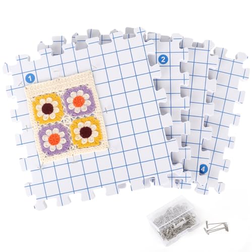 Coopay Tapis de Blocage pour Tricot et Crochet - Planche en Mousse avec Épingles