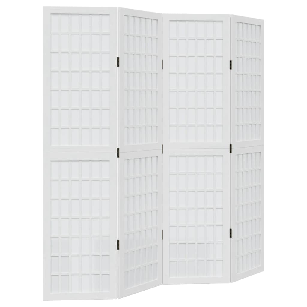 vidaXL Room Divider, Privacy Screen for Indoor Home Bedroom Living Room, Screen Privacy Panel with 4 Panels, Modern Style, White Solid Wood Paulownia