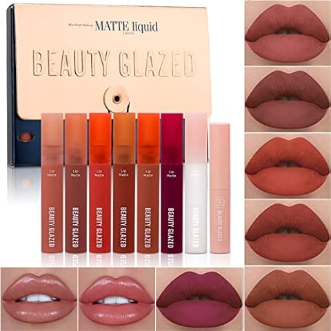 Liquid Lipstick Set, 6Pcs Matte Liquid Lipstick + 1Pc Lip Balm + 1Pc Lip Oil Makeup Set Cover