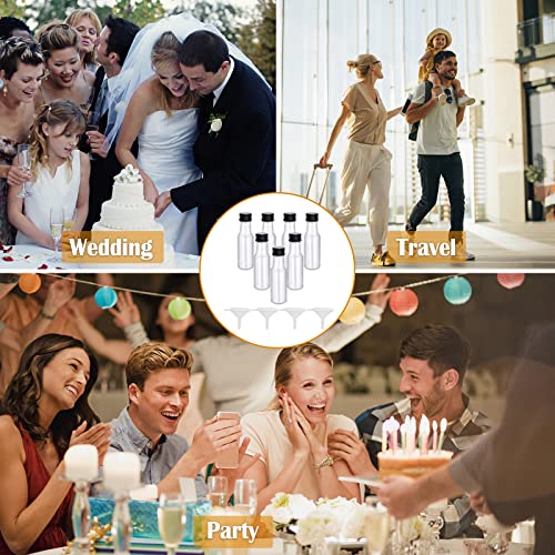 72 Pack Mini Liquor Bottles, Empty Plastic Spirit Bottles with Black Cap,1oz/30ml Mini Alcohol Bottles with 10 Funnels, 72 Tag and Ropes, Miniature Bottles for Weddings,Party Favors - Thumbnail 7