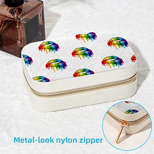 Boîte à bijoux portable lèvres arc-en-ciel pour bagues et colliers - 7