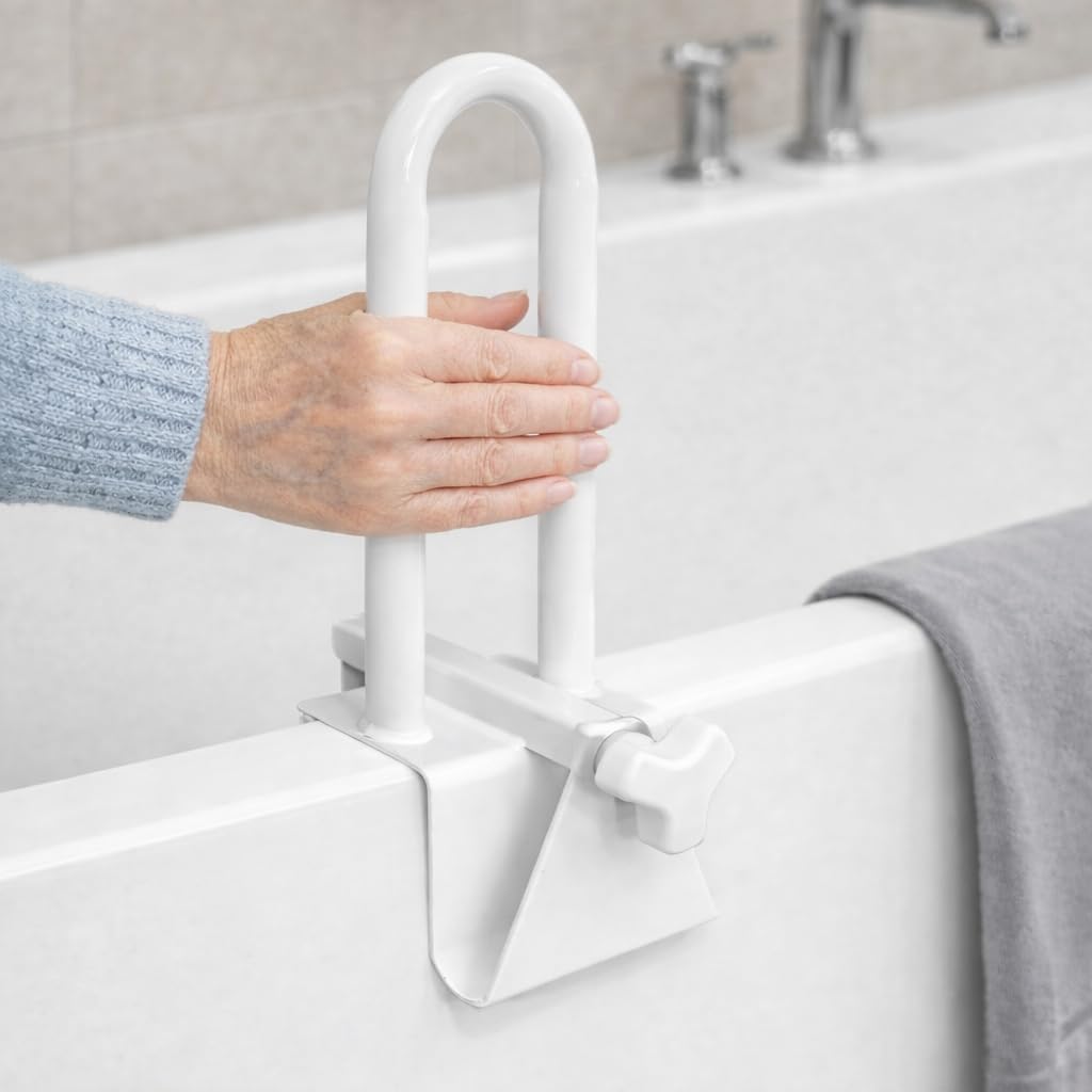 Bathtub Safety Rail Adjustable Shower Grab Bar - White Medical Bathtub Handle Grab Bars for Bathroom, Safety Handle Rail Heavy Duty for Seniors and Elderly
