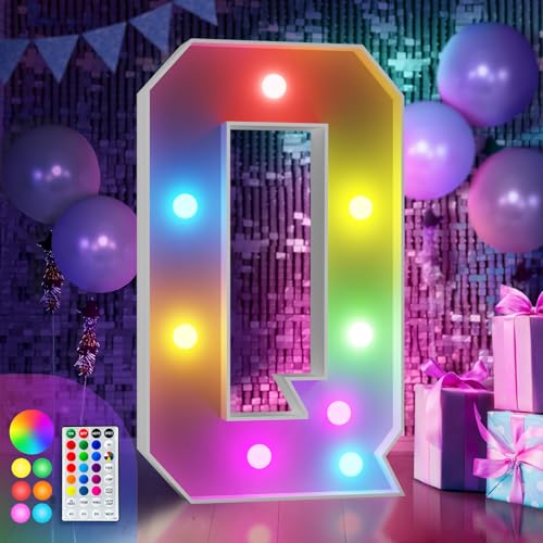 Image of Imprsv Colorful 3FT Marquee Letters Q, 18 Colors Large Light up Letters