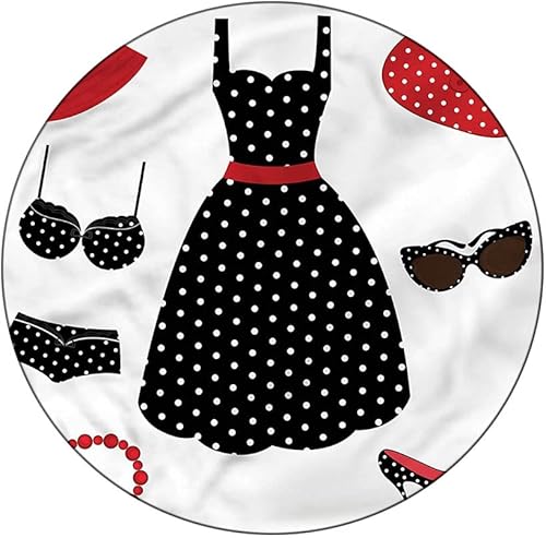 Miniatura 15 de Mantel redondo de vinilo ajustable, mantel de poliéster con estampado decorativo de los años 50, estilo retro, estaño, oxidado, fresco, se adapta a