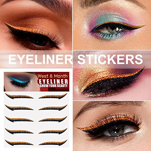 Phoebel Stick On Eyeliner Strips, 40Pcs 8 Color Waterproof Reusable Eyeliner Strips Easy To Use And Remove #TOP6