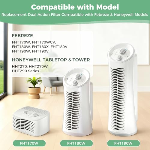 Image of 6 PACK U Filter Replacement Compatible with Honeywell HHT270, HHT290 | Compatible with Febreze FRF102B, True HEPA High-Efficiency Activated Carbon Filter for Home Large Room