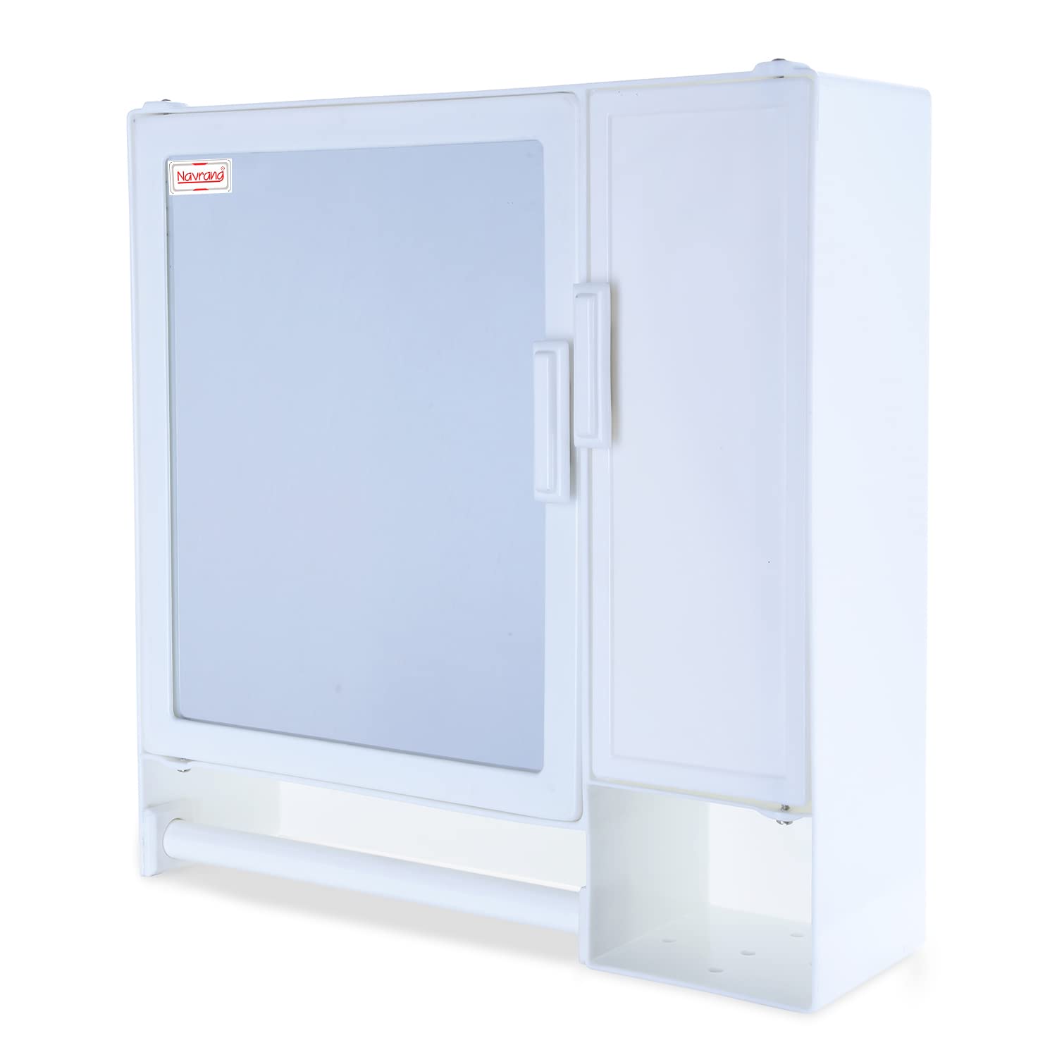 NAVRANG INNOVATIONS Plastic Nova Bathroom Mirror with Shelves