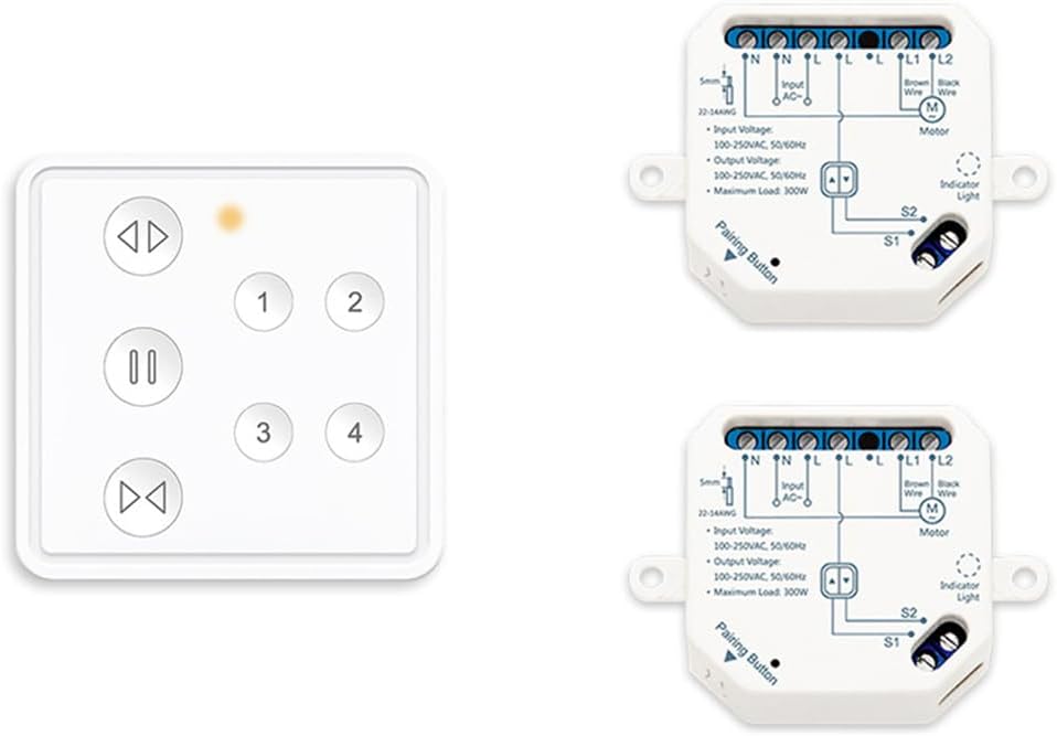 ZMIN Tuya Smart Life RF WiFi Curtain Blinds Switch - Relay Module 4 Channel Remote App Control 1 Remote 2 Modules