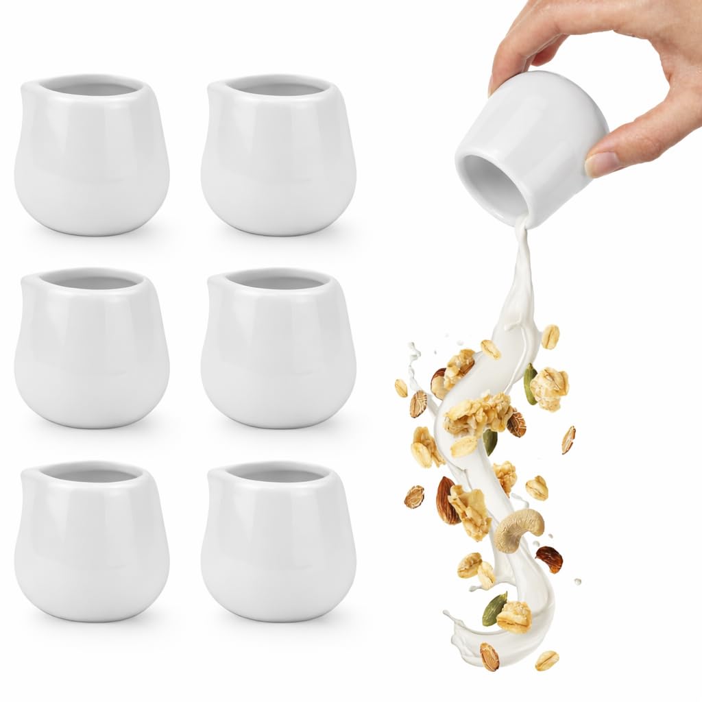 Pot à lait en céramique avec bec verseur anti-goutte lot de 6 pichets durables 110ml