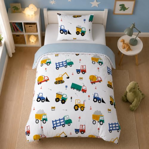 Image of ROZTYLJ Cot Bed Duvet Cover Set Construction Diggers