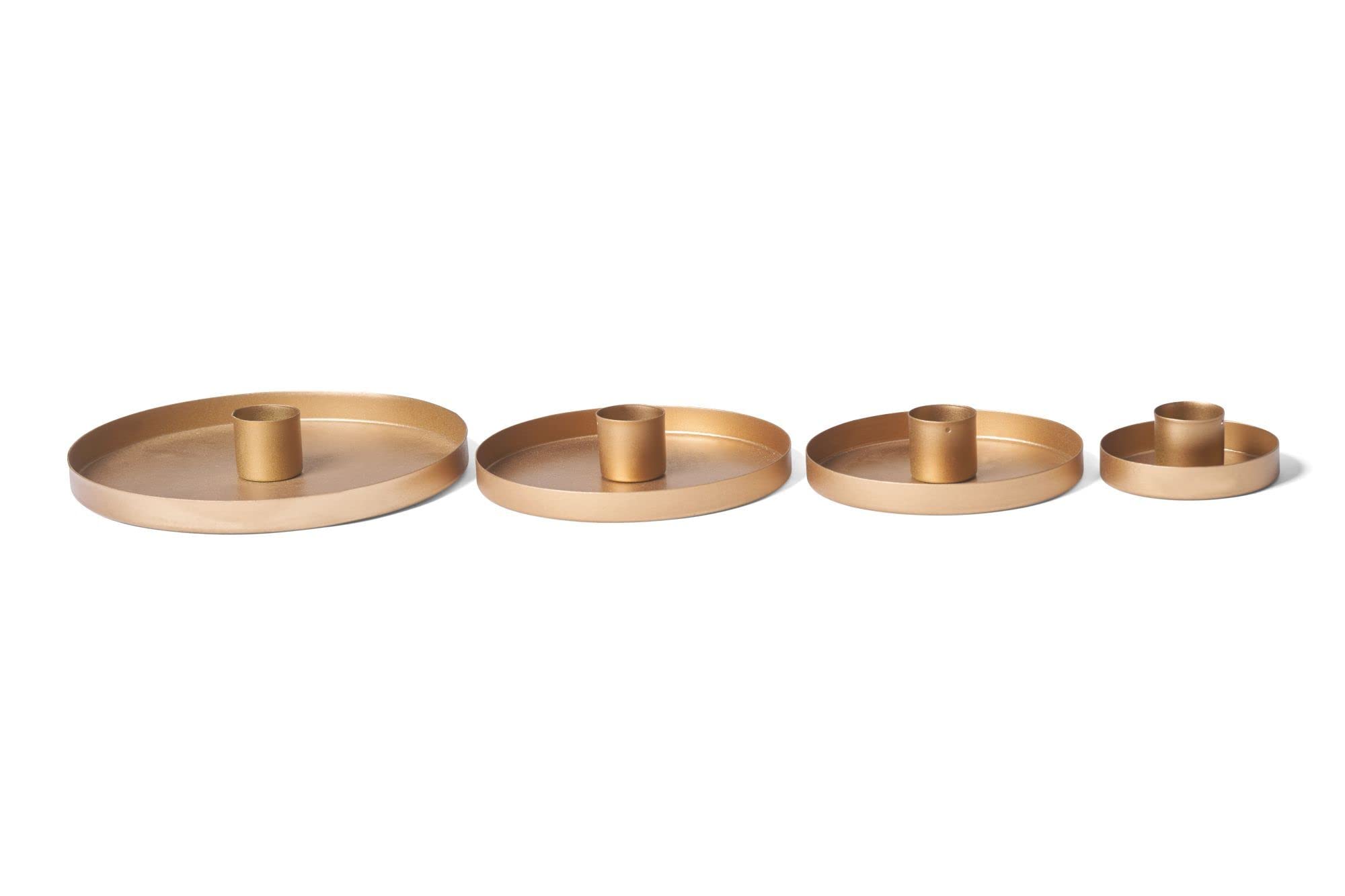Novaliv 12er-Set Stabkerzenhalter 9cm Metall rund Kerzenpick matt Gold Weihnachtsdekoration Candle Holder Kerzenhalter Tafelkerzen scandic chic Adventskranz Kerzenteller Dekoschale Weihnachtskranz
