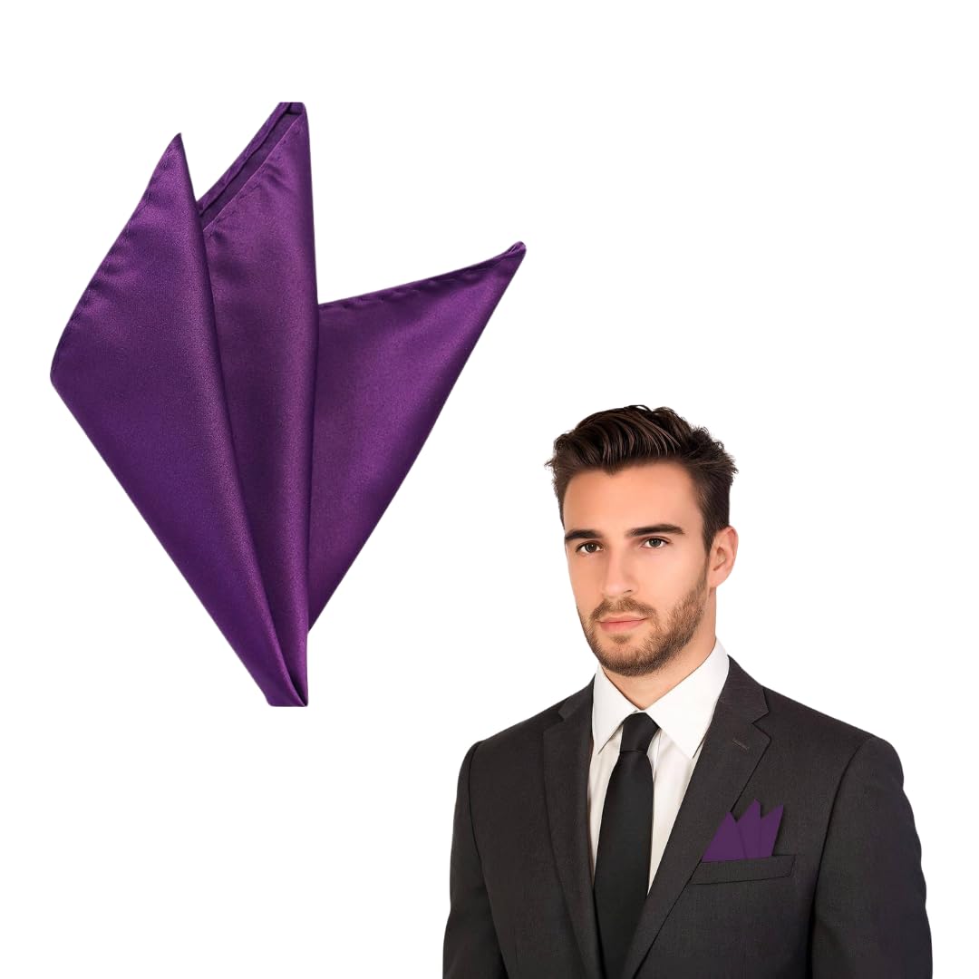 The Tie Company Men's Cadbury's Purple The Tie Co™ Satin Polyester Pocket Square – 28X28cm Handkerchief/Hanky For Suit Jackets, Weddings, Formal & Business Wear