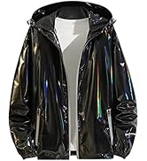 Lars Amadeus Black Metallic Jacket for Men's Solid Zipper Sparkle