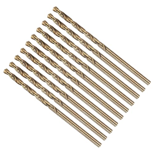 METALLIXITY Micro Drill Bit (#33) 10Pcs, 4341 High-Speed Steel Small Bits Straight Shank 118° Gold Finish for Copper Aluminum Wood Plastic Medium Hard Metal