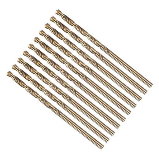 METALLIXITY Micro Drill Bit (#33) 10Pcs, 4341 High-Speed Steel Small Bits Straight Shank 118° Gold Finish for Copper Aluminum Wood Plastic Medium Hard Metal