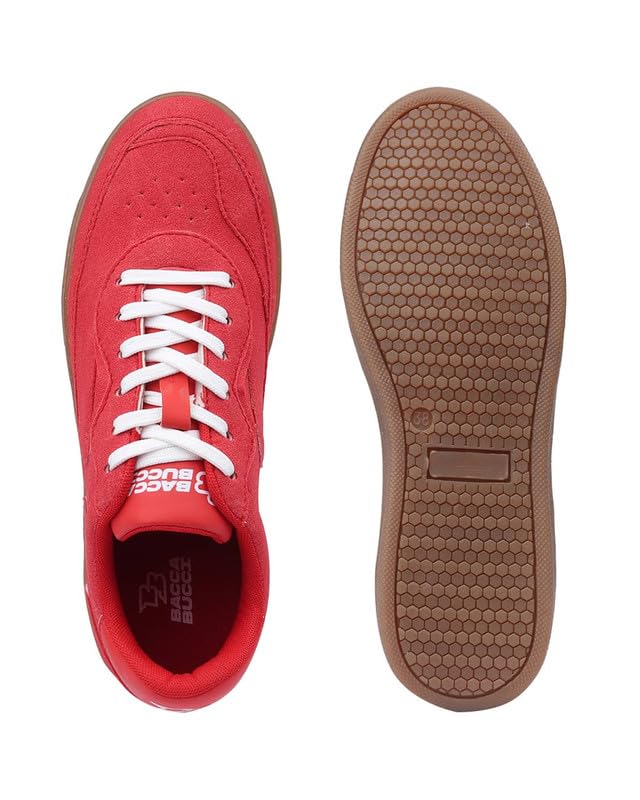 Image of Bacca Bucci Zest Women's Low-Top Walking Sneakers with Suede-Look Upper, Lace-Up Closure, Padded Collar, Perforated Toe Detail, Gum Grip Outsole, Casual Streetwear Shoes