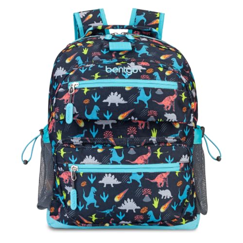 Image of Bentgo Kids Backpack - Lightweight 14 inch Backpack in Fun Prints for School, Travel, & Daycare, Ideal for Ages 4+, Roomy Interior, Durable & Water-Resistant Fabric, & Loop for Lunch Bag (Dinosaur)