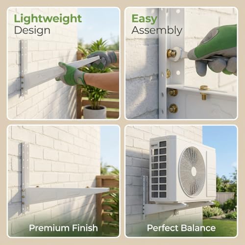 Image of Smart Shelter Heavy Duty AC Outdoor Stand, Wall Mounting Bracket for 1.5 Ton & 2 Ton Split AC Outdoor Unit, Rust Proof Powder Coated, Compatible with Voltas, LG, Hitachi, Blue Star, Samsung, Pack of 1