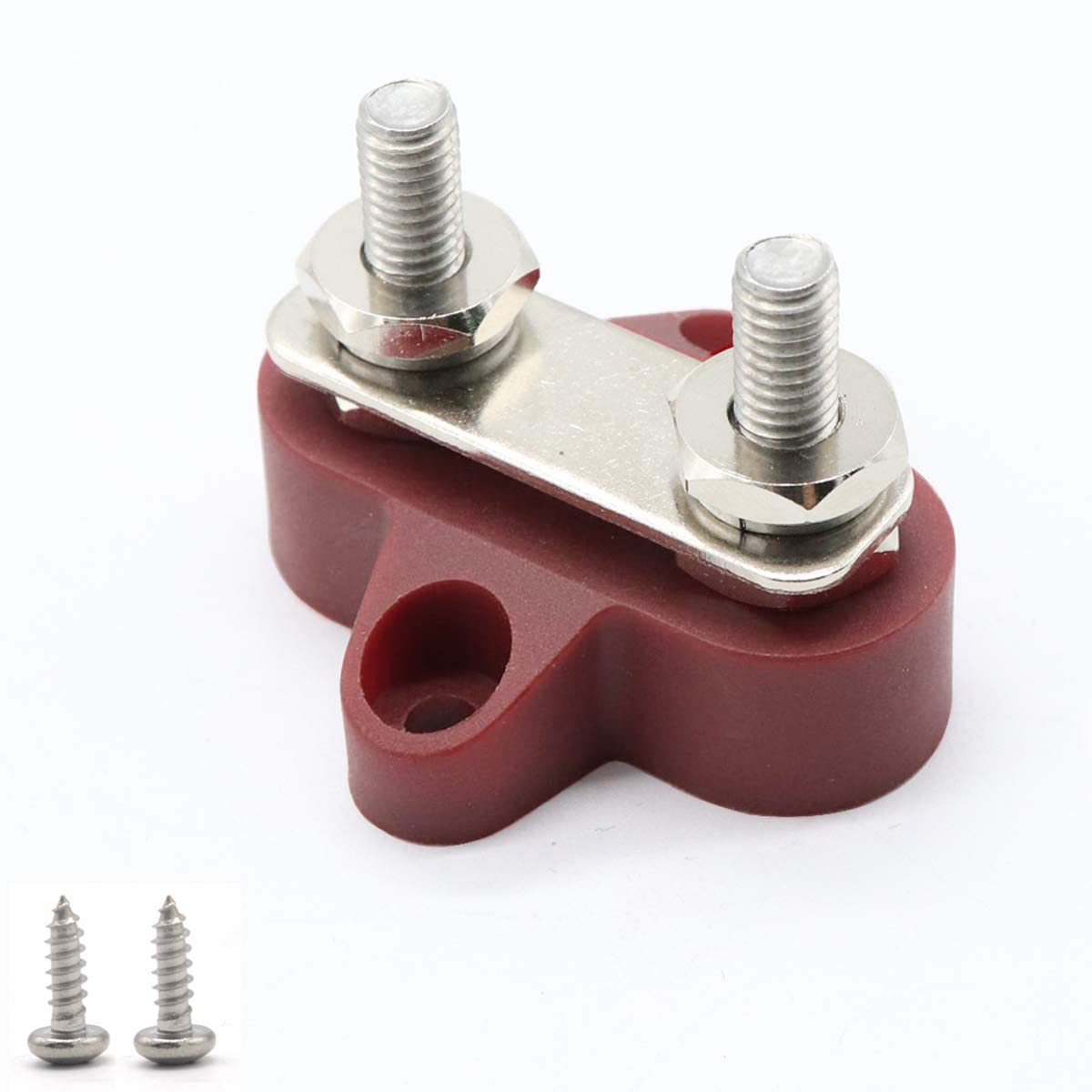 Heart Horse Bus Bar Terminal Block, Battery Power Stud Junction Post, M8 Power Distribution Block for Truck RV Boat, Heavy Duty Stainless Steel 48V 250A(2 pcs Red + 2pcs Black, 5/16")
