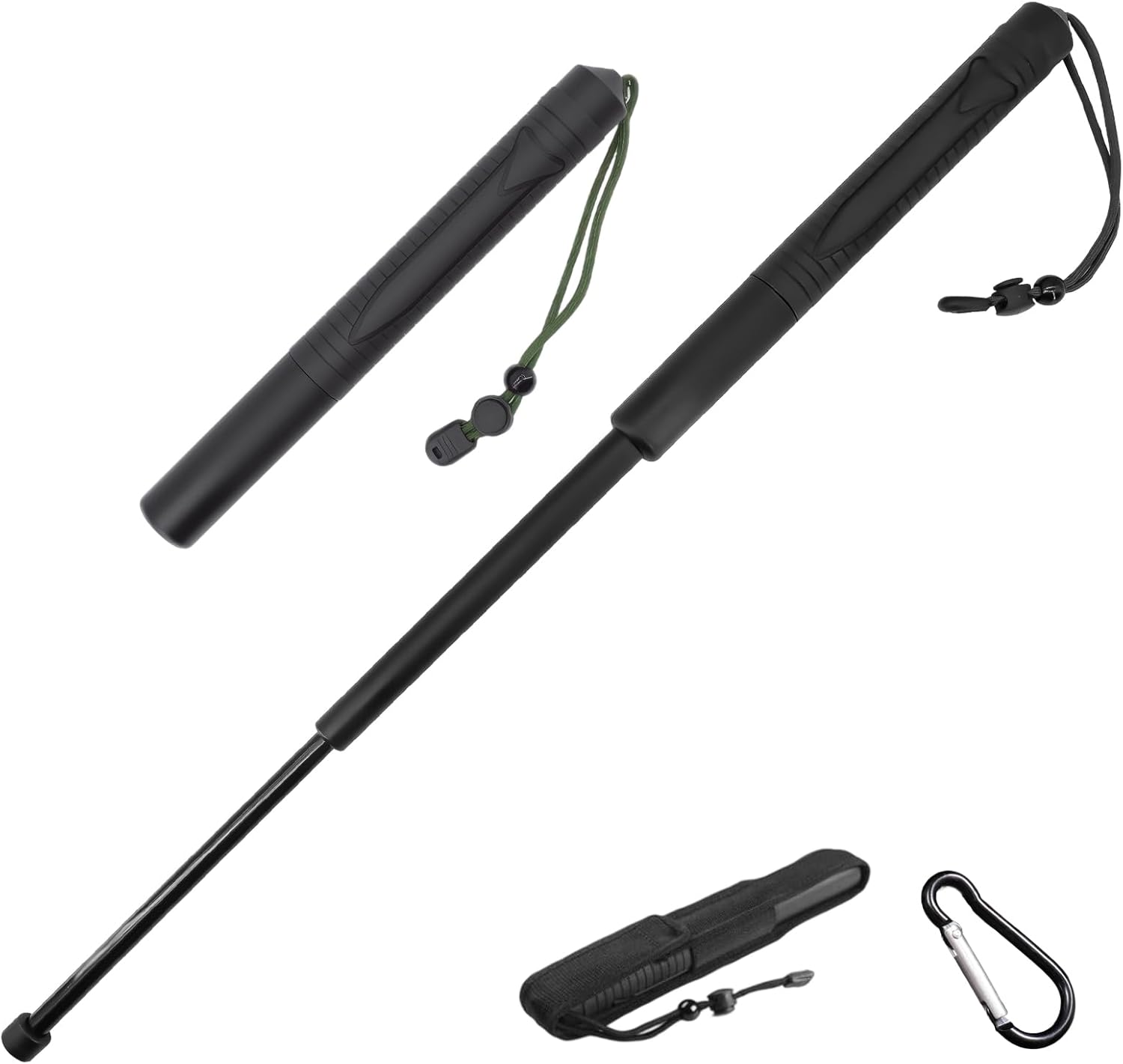 GlamRove Telescopic Hiking Pole Set – Adjustable Trekking Pole Made of PVC with Rubber Handle, Non-Slip & Robust – Includes Protective Cover & Carabiner – Ideal for Hiking, Trekking, Camping & Skiing