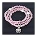 Produktbild XYBB Frauen Armband 4mm Naturstein Kristall 108 Mala Perlen Multilayer Armreif Blume Perle Armaturen Mädchen Schmuck (Metal Color : Rose Quartz)