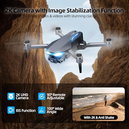 GPS Drone with 2K Camera for Adults, 5G FPV Foldable Drone with 4.5" Screen Controller, Brushless Motor, Tap Fly & Circle Fly, GPS Auto Return, Follow Me, Long Flight Time RC Quadcopter for Beginners - Image 3