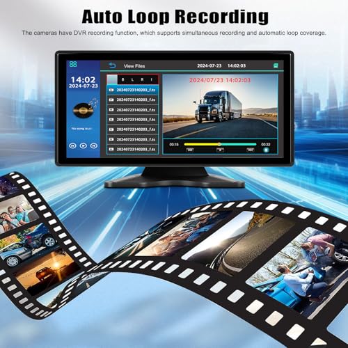 Image of Vehicle Backup Camera for Trucks Pickups Bus Trailers Caravans 10.36-inch IPS HD Screen DVR Recording Reverse Monitor 5 Split Screen Waterproof Night Vision Stable Signal DIY Parking Lines